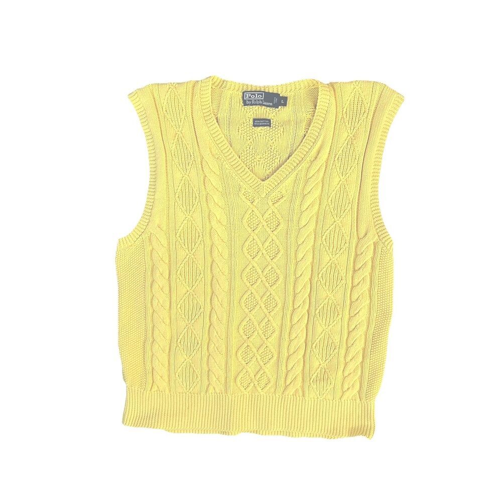 Polo Ralph Lauren Men’s Sweater large  Vest Cable Knit Cashmere Blend